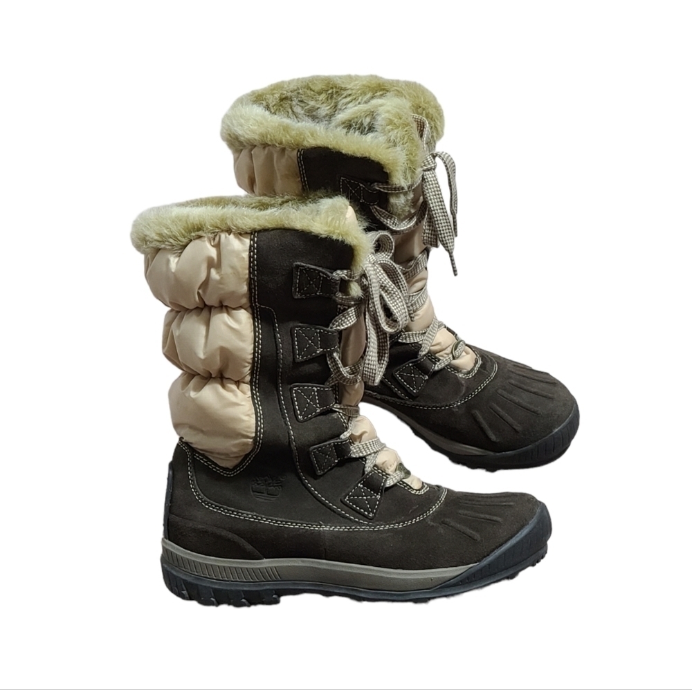 Timberland Women's Mount Holly Brown Suede Duck Waterproof Snow Boots Size 9